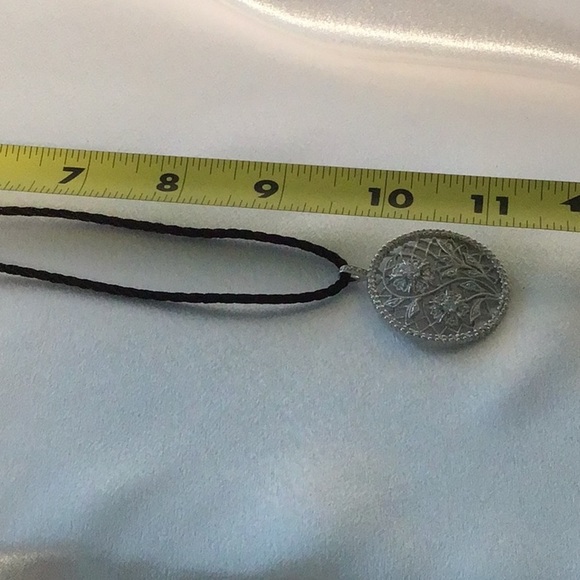 Crystal look pendant on thin black silk rope - Picture 5 of 5